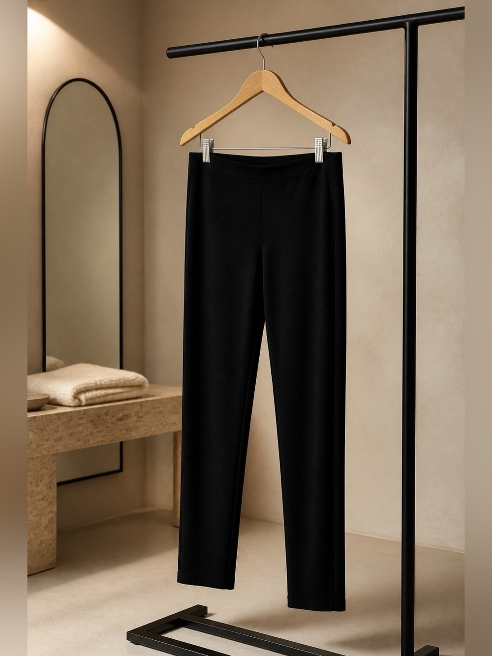SO Black Slim Velvet Stretch Ponte Pants